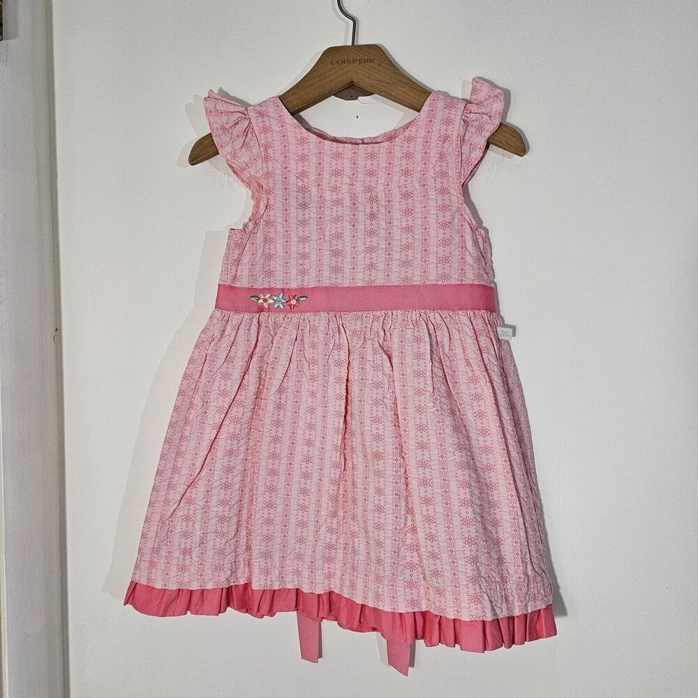 Vintage Oshkosh Pink Floral Dress Embroidered Flowers  100% Cotton Size 3T